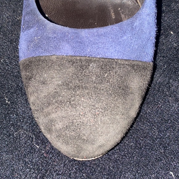 Suede cobalt, blue chunky heel pumps - Picture 5 of 5